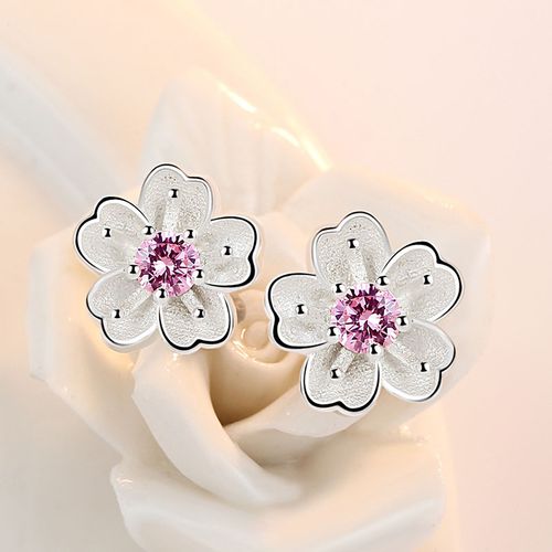 唯美樱花耳钉项链戒指套装女生甜美配饰小清新闺蜜学生精美礼物