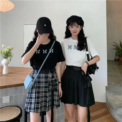 闺蜜装裙2020夏季新款韩版百褶裙高腰显瘦百搭短裙学生a字裙女