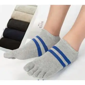 雨境五指袜男棉棉秋冬中厚吸汗中筒四季五趾袜子脚趾浅口5双盒装