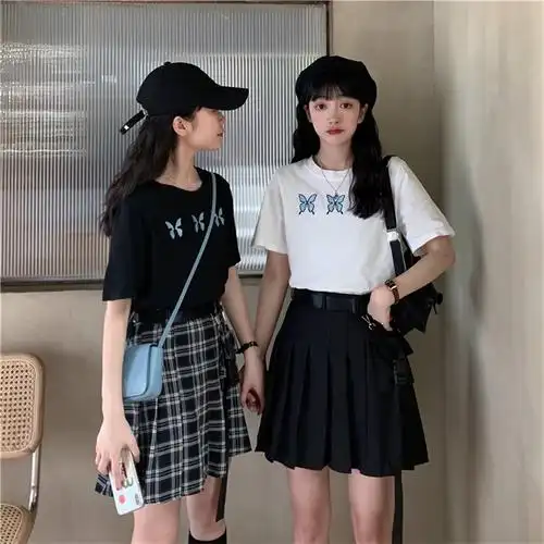 闺蜜装裙2020夏季新款韩版百褶裙高腰显瘦百搭短裙学生a字裙女